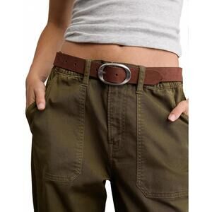 AE Suede Oval Twist-Buckle Belt American Eagle NWT Chocolate Brown Size XL